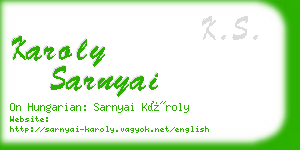 karoly sarnyai business card